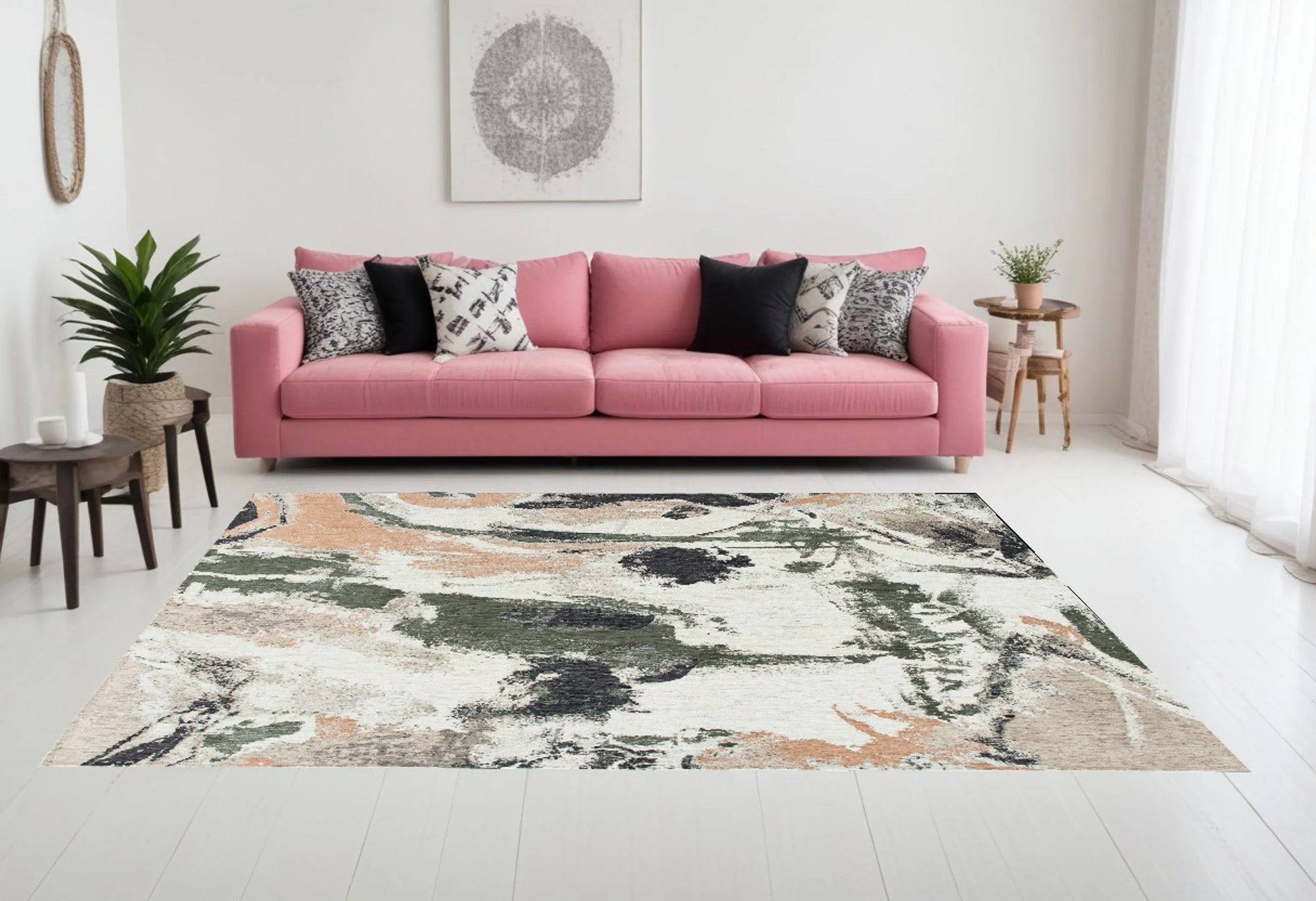8' X 11' Gray and Orange Abstract Non Skid Area Rug