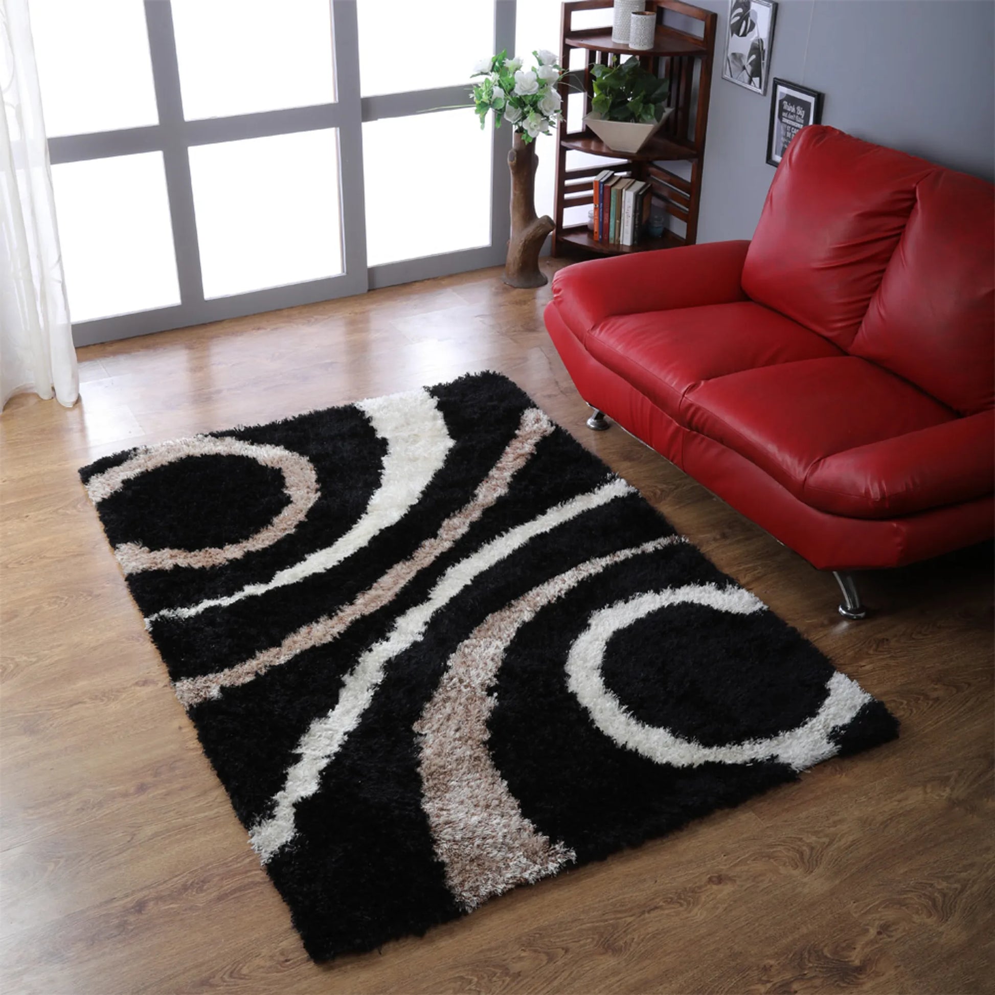 Rugsotic Carpets Hand Tufted Shag Polyester Area Rug Geometric