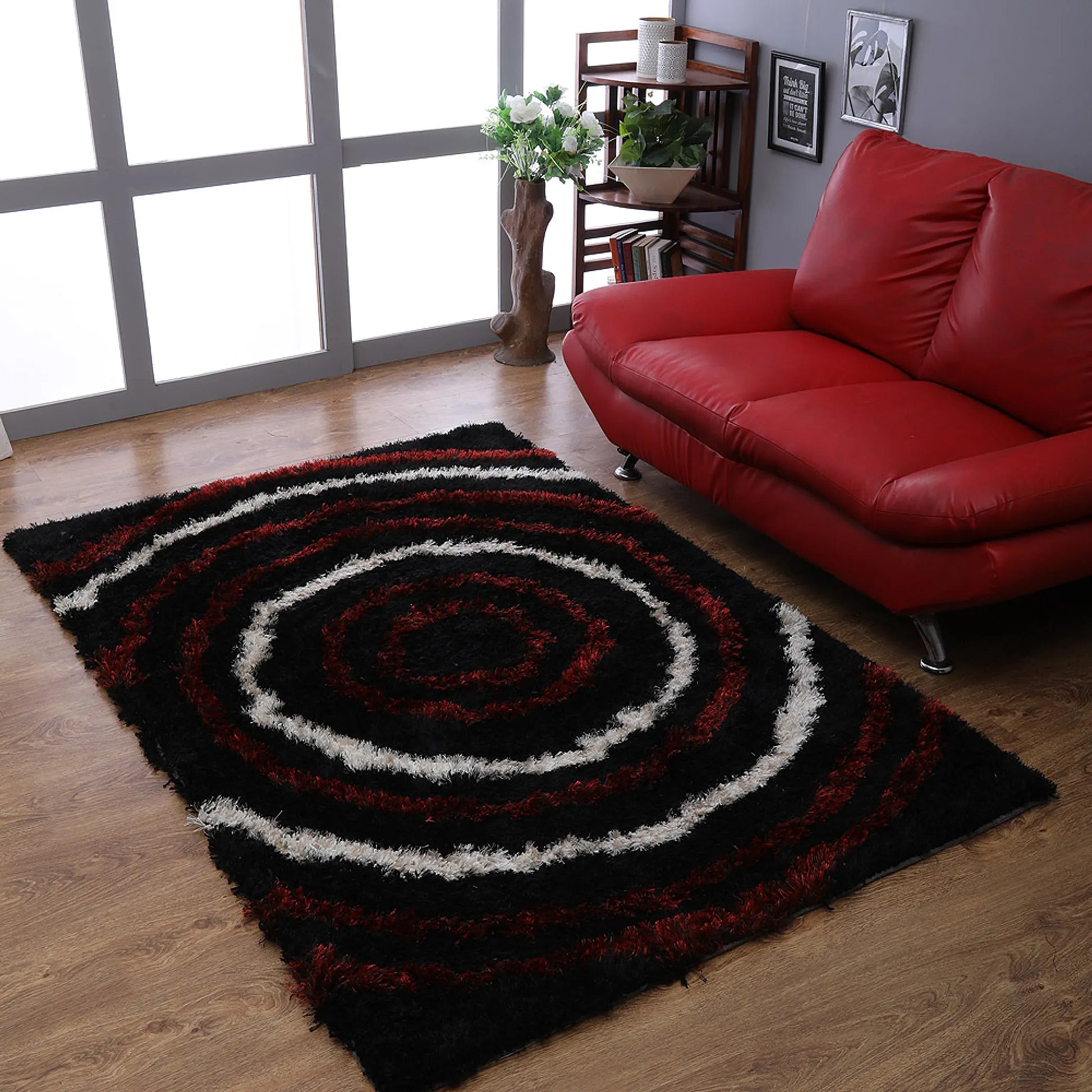 Rugsotic Carpets Hand Tufted Shag Polyester Area Rug Geometric