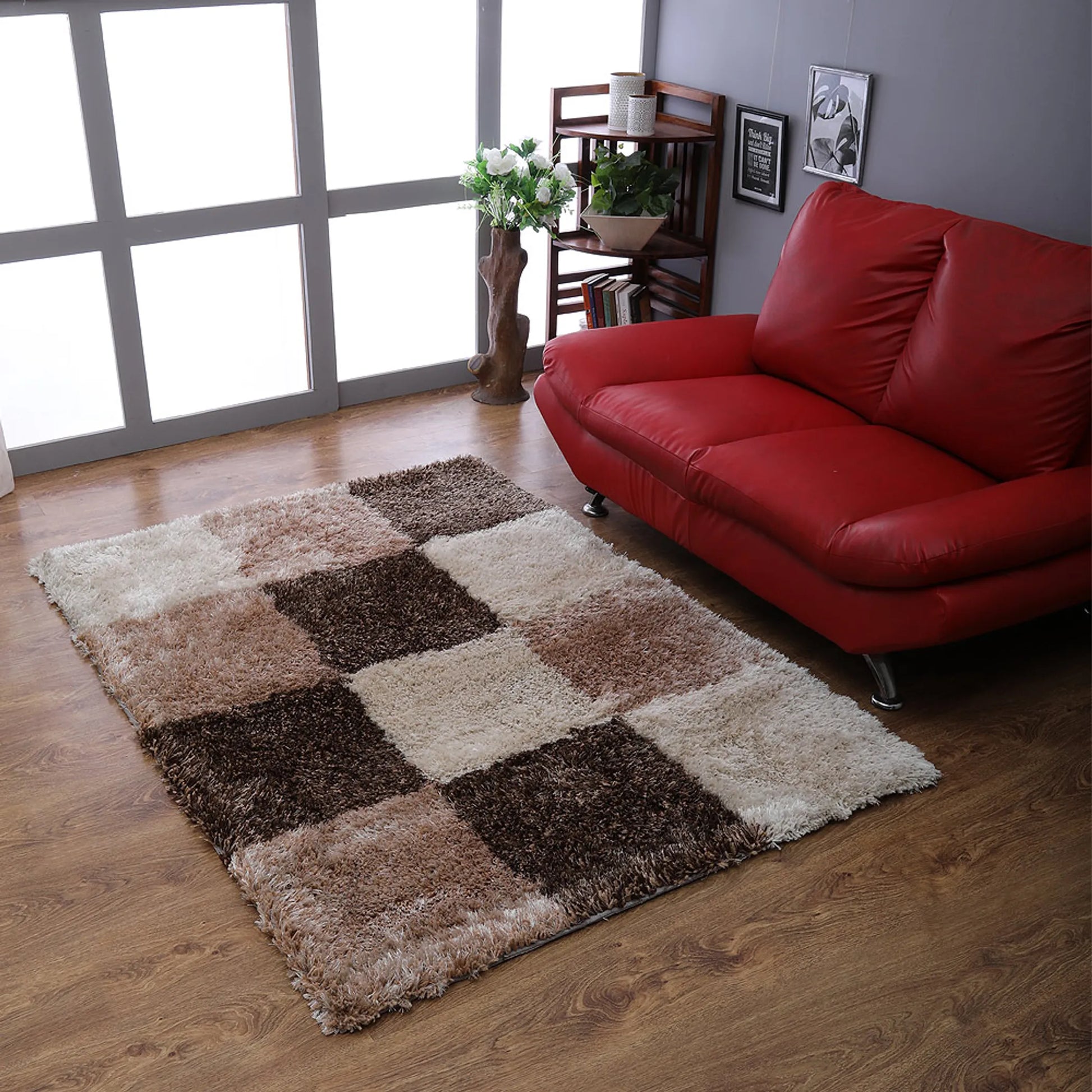 Rugsotic Carpets Hand Tufted Shag Polyester Area Rug Geometric