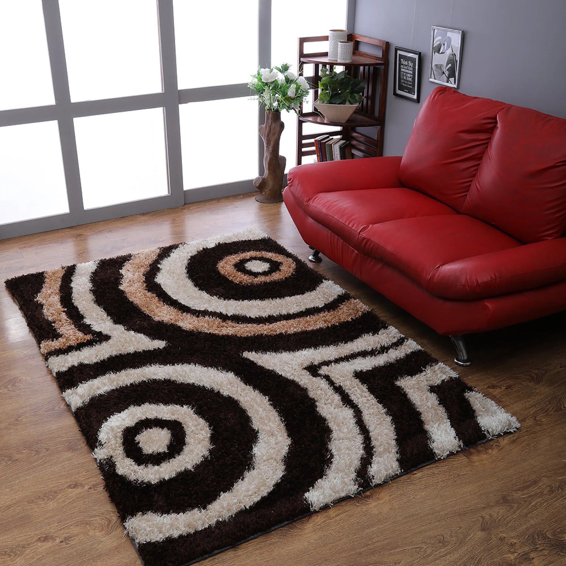 Rugsotic Carpets Hand Tufted Shag Polyester Area Rug Geometric
