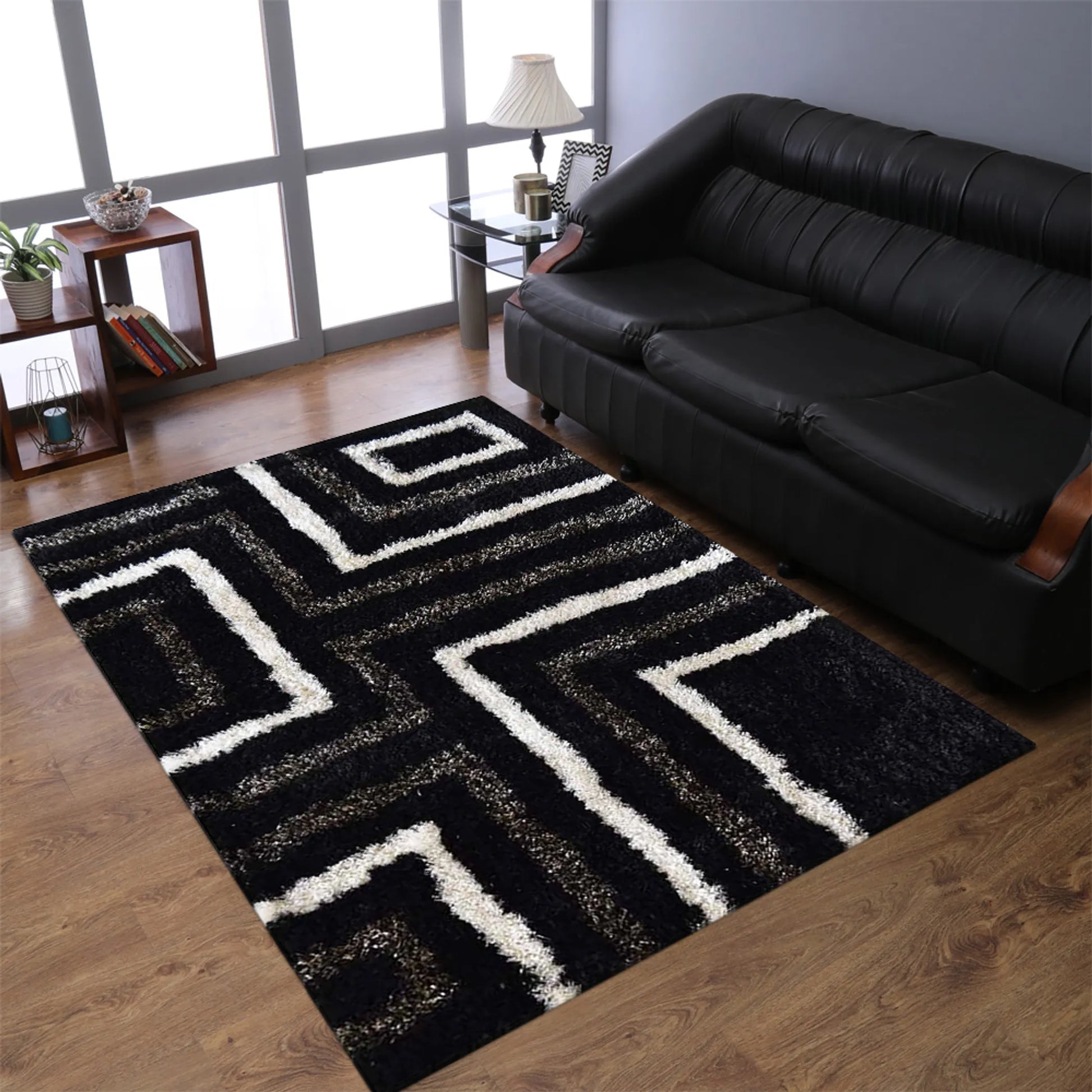 Rugsotic Carpets Hand Tufted Shag Polyester Area Rug Geometric