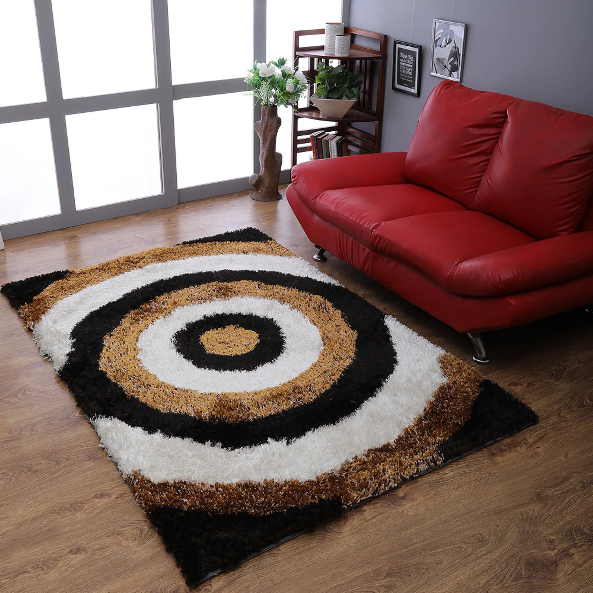 Rugsotic Carpets Hand Tufted Shag Polyester Area Rug Geometric