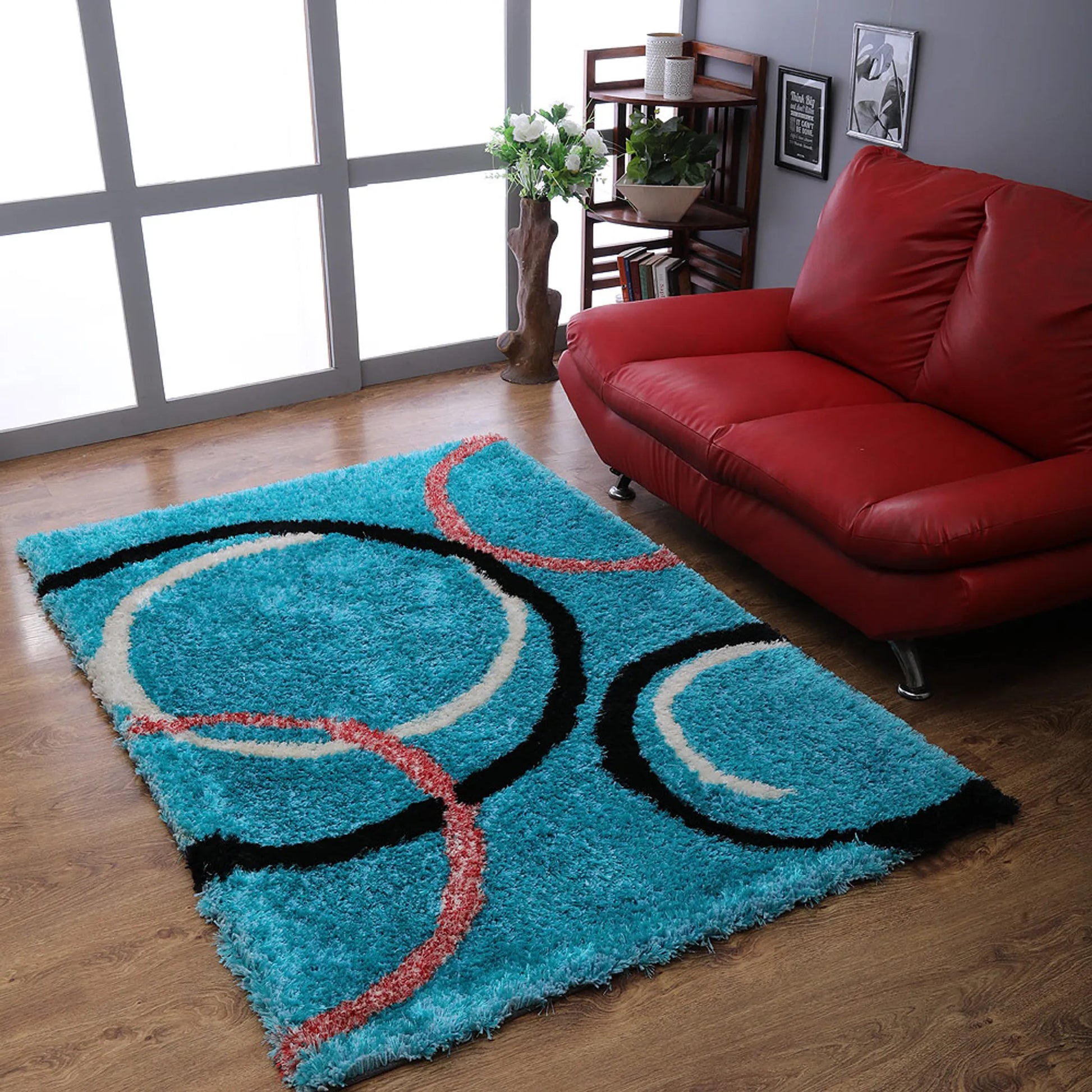 Rugsotic Carpets Hand Tufted Shag Polyester Area Rug Geometric