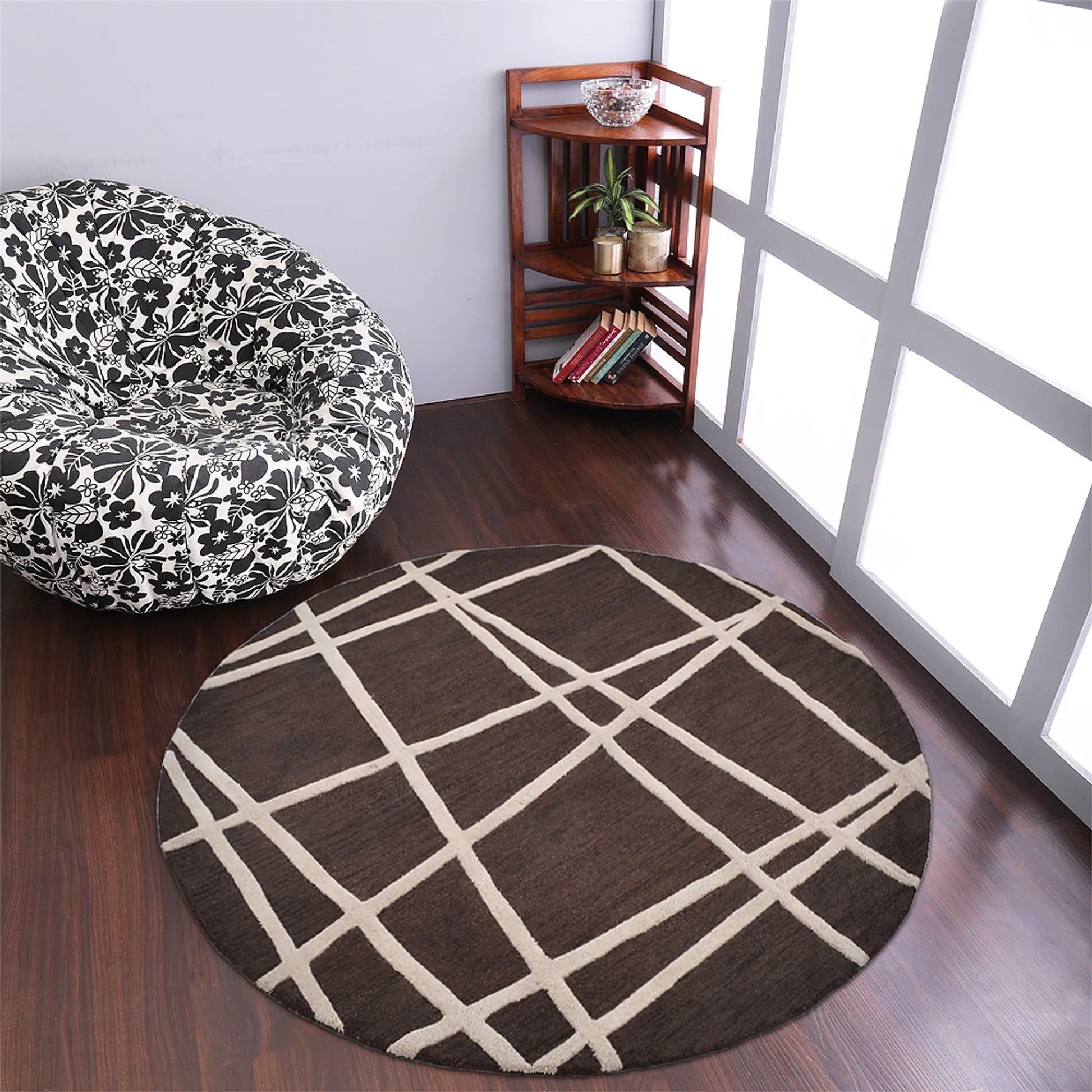 Rugsotic Carpets Hand Tufted Wool Round Area Rug Contemporary