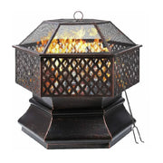 Hexagonal Outdoor Fire Pit and BBQ Grill