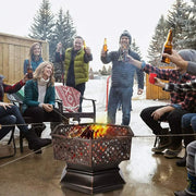 Hexagonal Outdoor Fire Pit and BBQ Grill