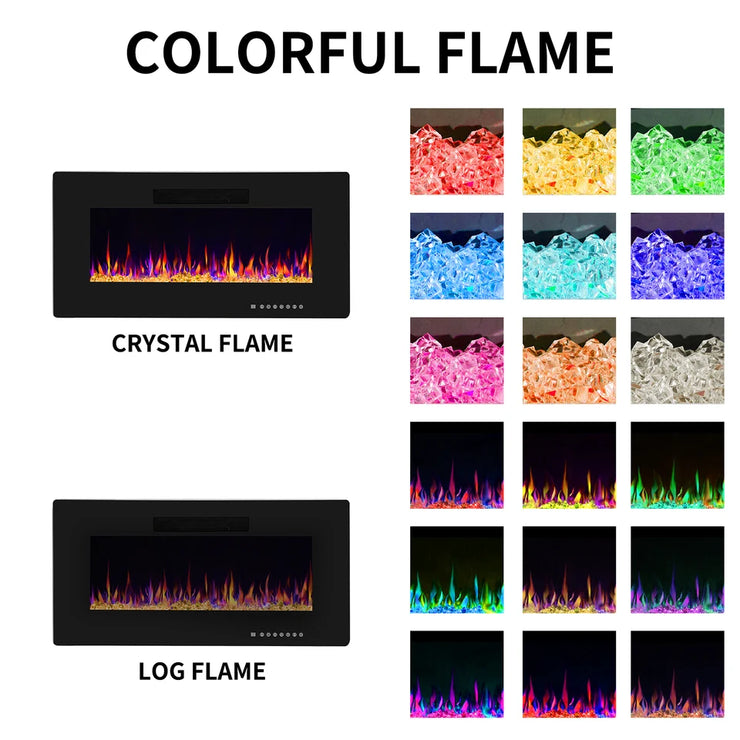 36 Inch Wall Mounted Electric Fireplace with Touch Control