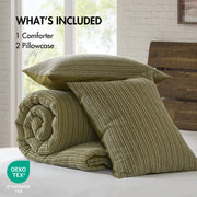 3 Piece Full Queen Waffle Washed Comforter Set