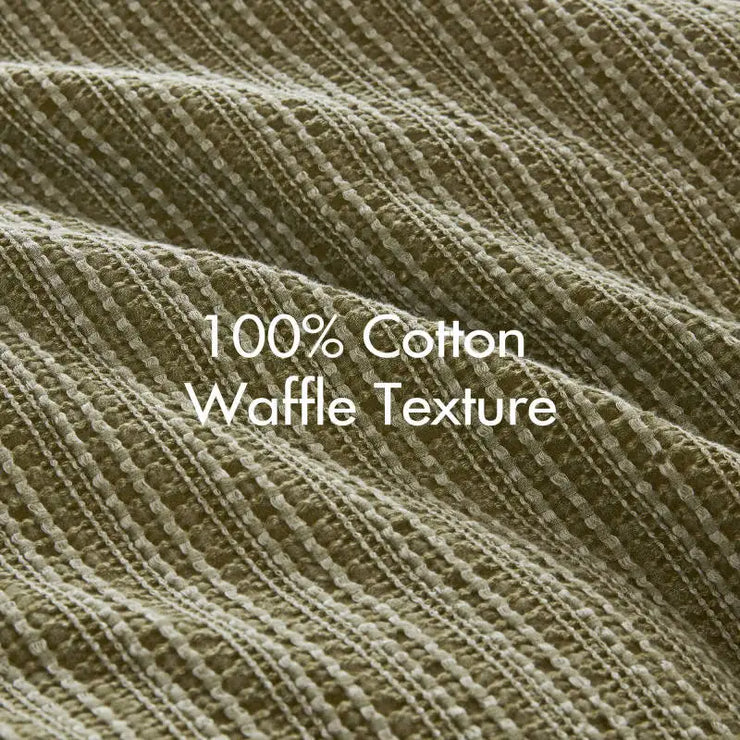 3 Piece Full Queen Waffle Washed Comforter Set