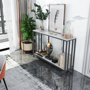 Modern Sintered Stone Console Table with Metal Base