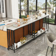 Modern Sintered Stone Console Table with Metal Base