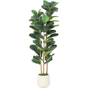 Artificial Fiddle Leaf Fig Tree with White Pot