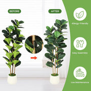 Artificial Fiddle Leaf Fig Tree with White Pot