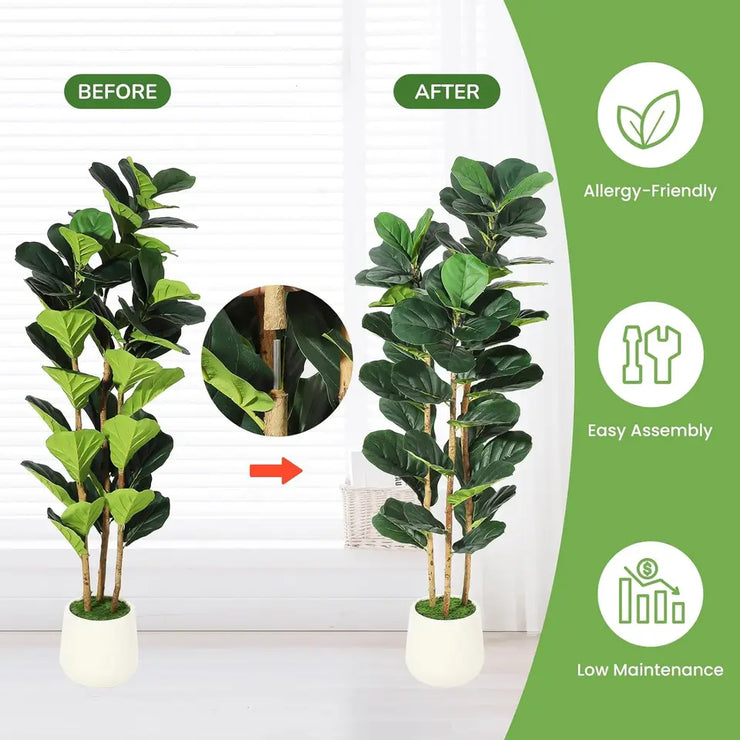 Artificial Fiddle Leaf Fig Tree with White Pot