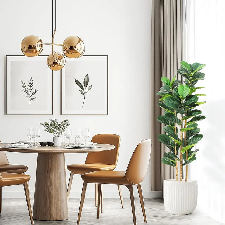 Artificial Fiddle Leaf Fig Tree with White Pot