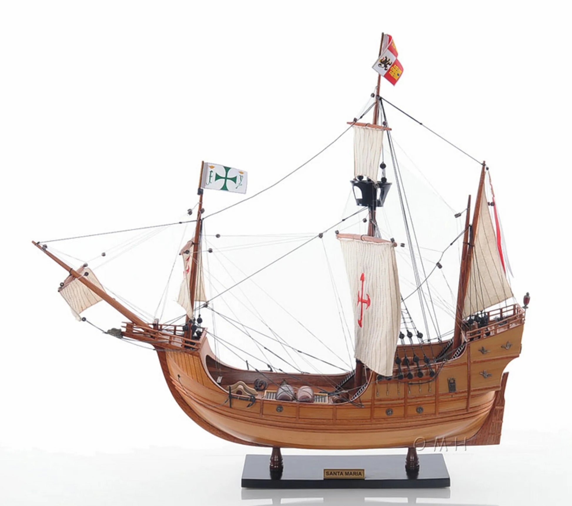 Fully-Assembled Santa Maria Model Ship with Stand