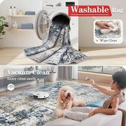 Washable Abstract Area Rug for Living Room 6x9