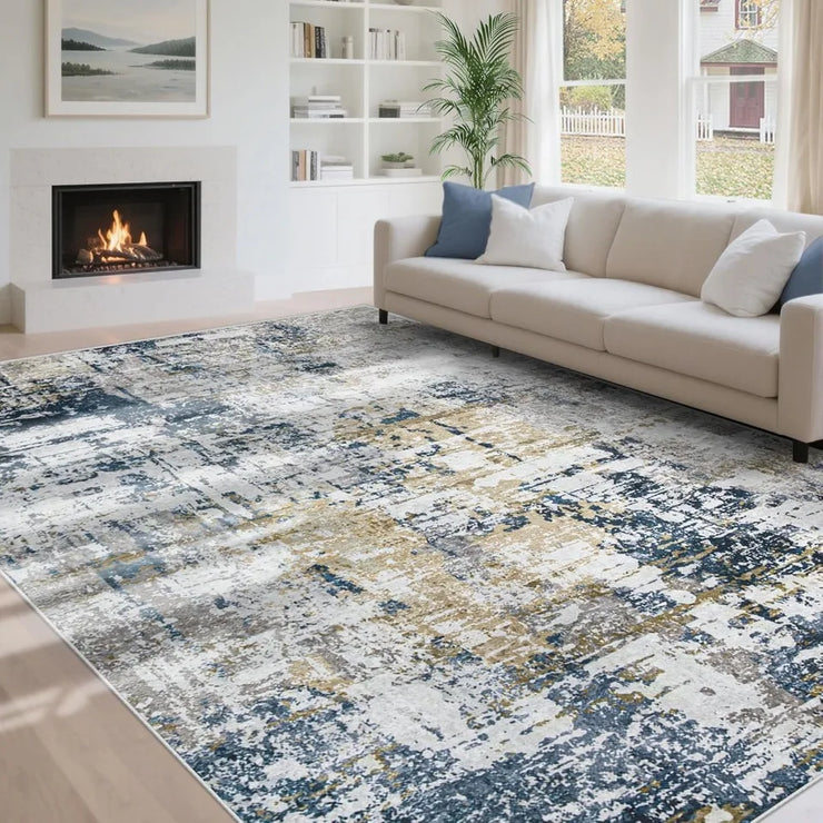 Washable Abstract Area Rug for Living Room 6x9