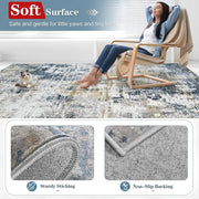 Washable Abstract Area Rug for Living Room 6x9