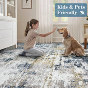 Washable Abstract Area Rug for Living Room 6x9