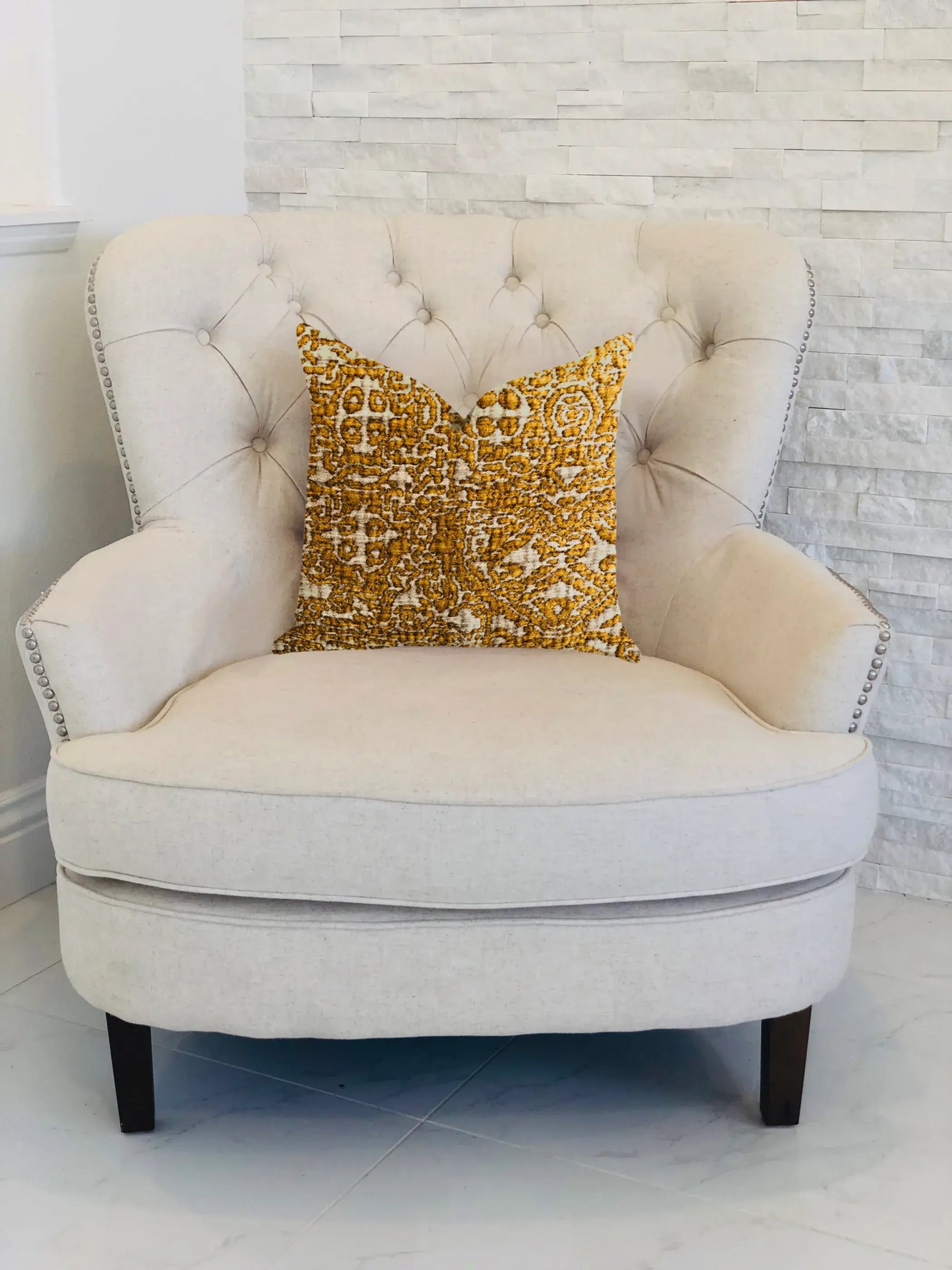 Plutus Golden Cosmo Textured Luxury Throw Pillow