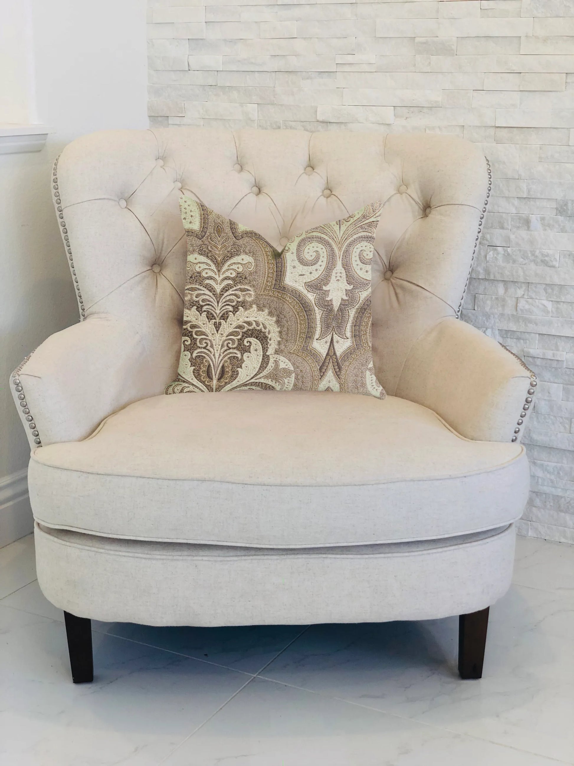 Plutus Tawny Isabella Damask Luxury Throw Pillow