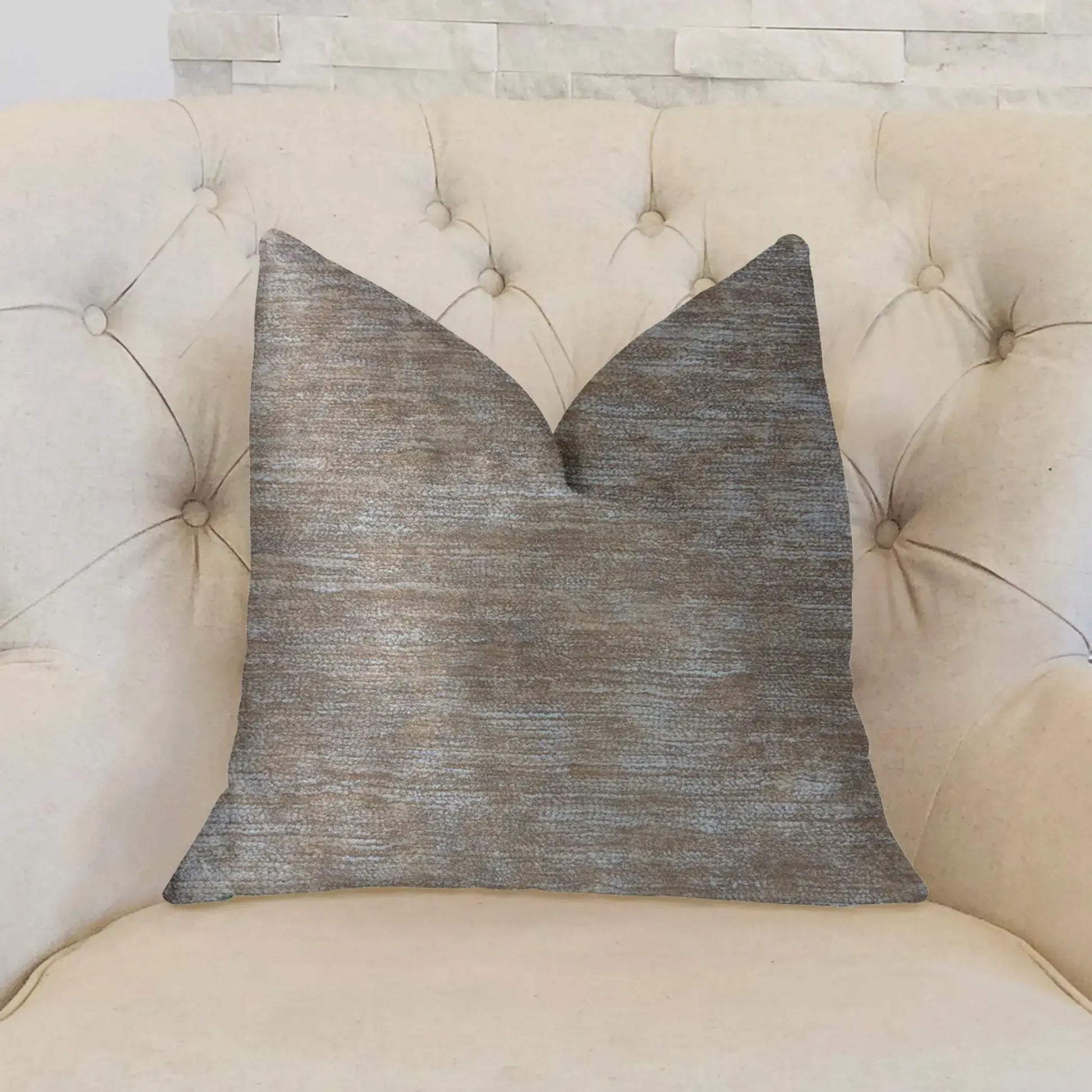 Plutus Bella Isabella Brown and Beige Luxury Throw Pillow