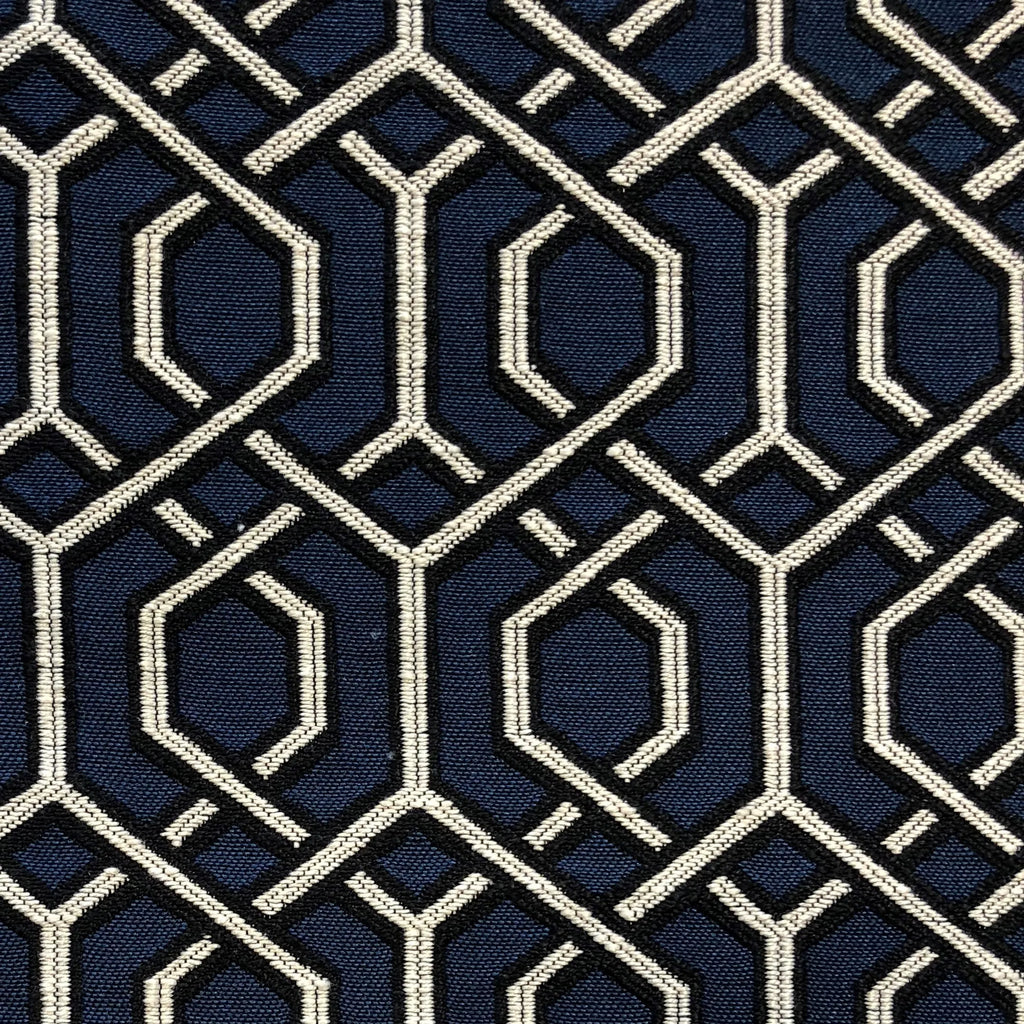 Plutus Midnight Padlock Blue, Black and Beige Luxury Throw Pillow