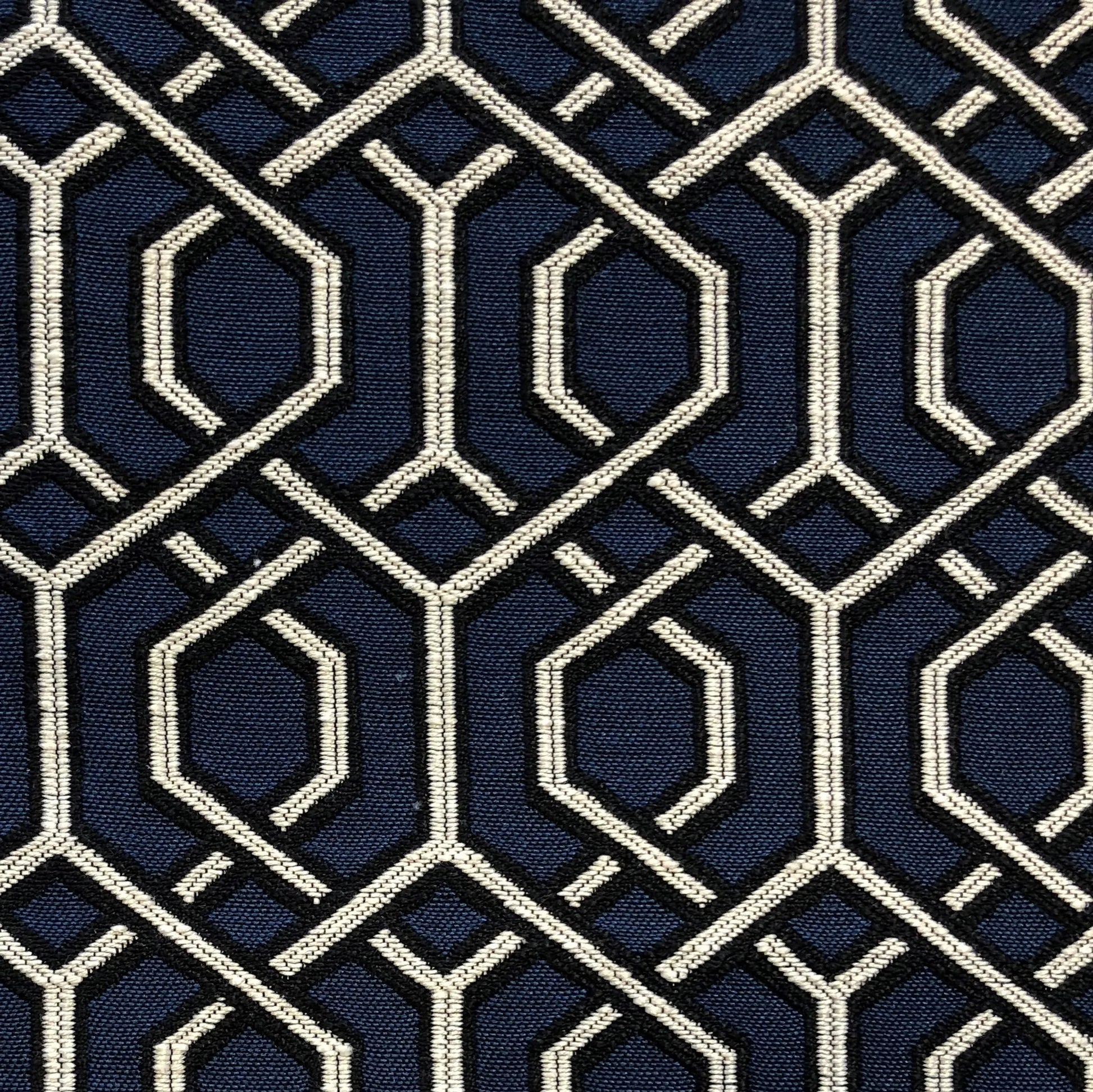 Plutus Midnight Padlock Blue, Black and Beige Luxury Throw Pillow