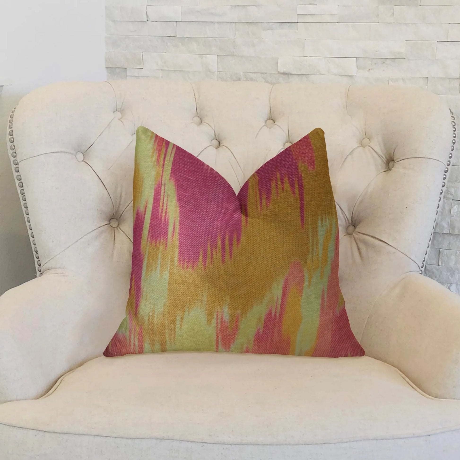 Plutus Electra Magenta Orange and Cream Handmade Luxury Pillow