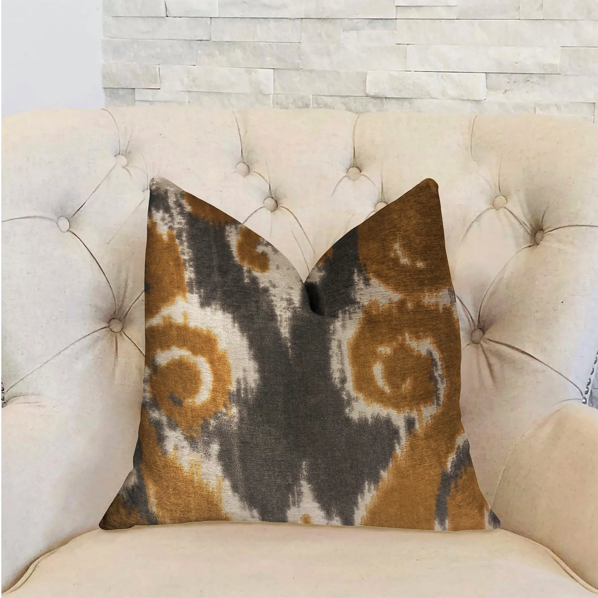 Plutus Euphoria Plush Gold Luxury Throw Pillow