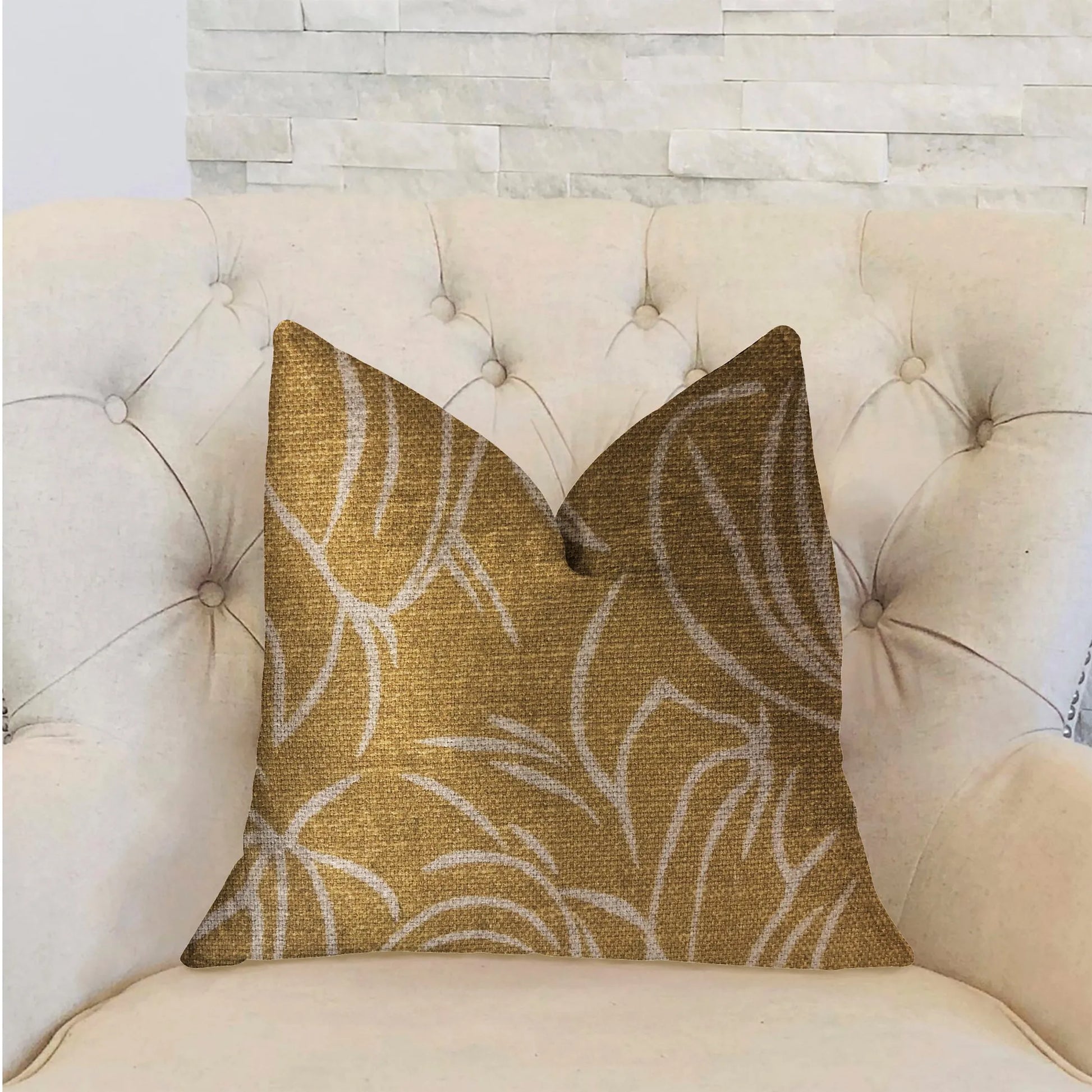 Plutus Mira Mirage Gold Luxury Throw Pillow