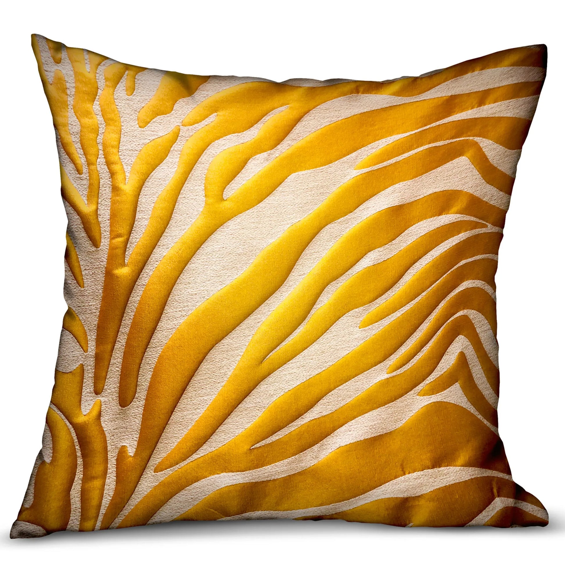 Plutus Mimosa Zebra  Orange Animal Motif Luxury Throw Pillow