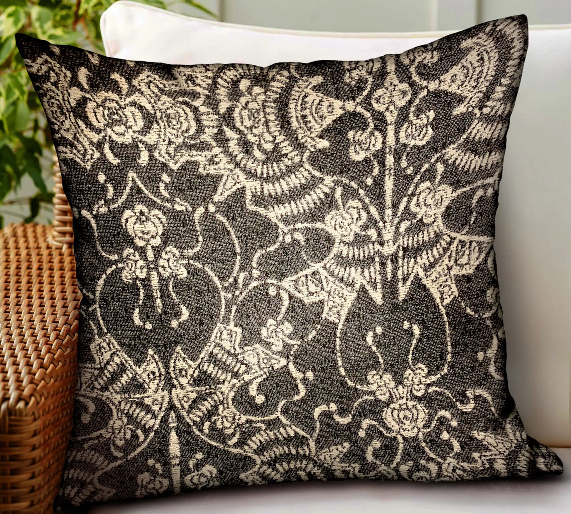 Plutus Adriel Bay Gray Chevron Luxury Outdoor/Indoor Throw Pillow