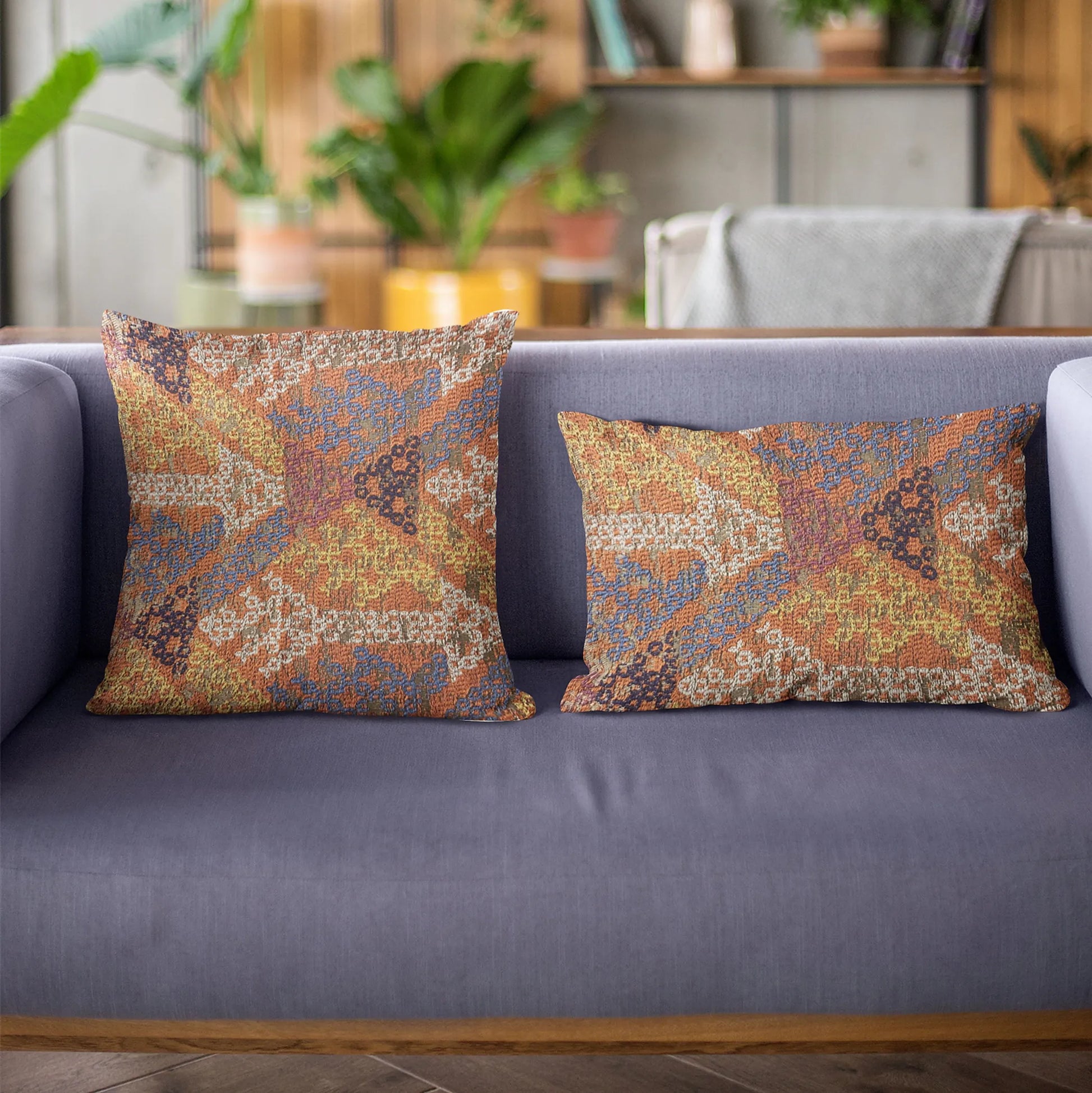 Plutus Multi-Color Lines Fret Luxury Throw Pillow