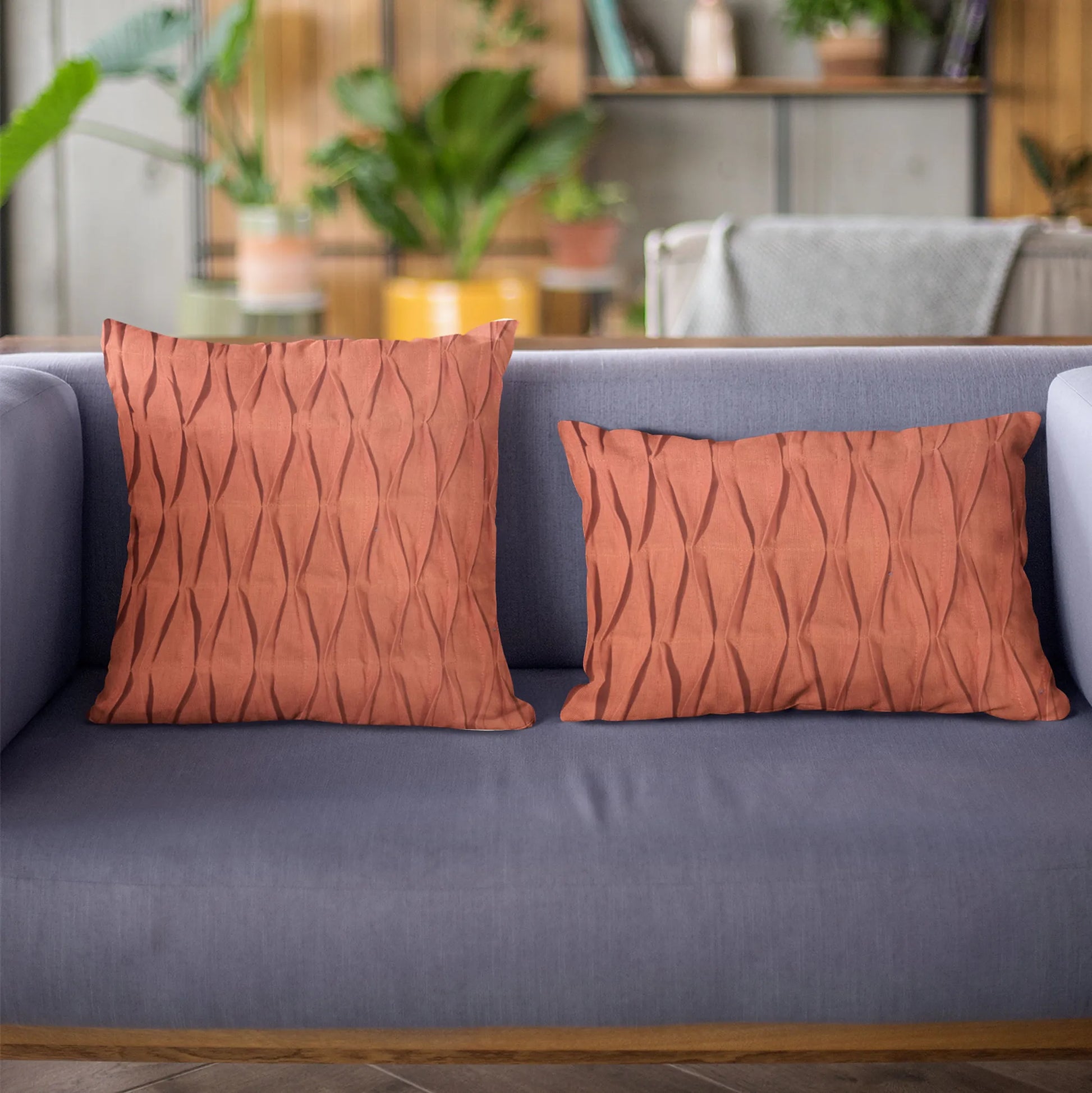 Plutus Red Tucked Solid Color Luxury Throw Pillow