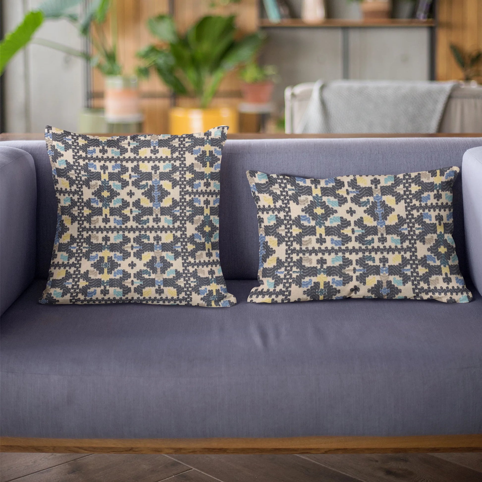 Plutus Blue Morocco Damask Luxury Throw Pillow