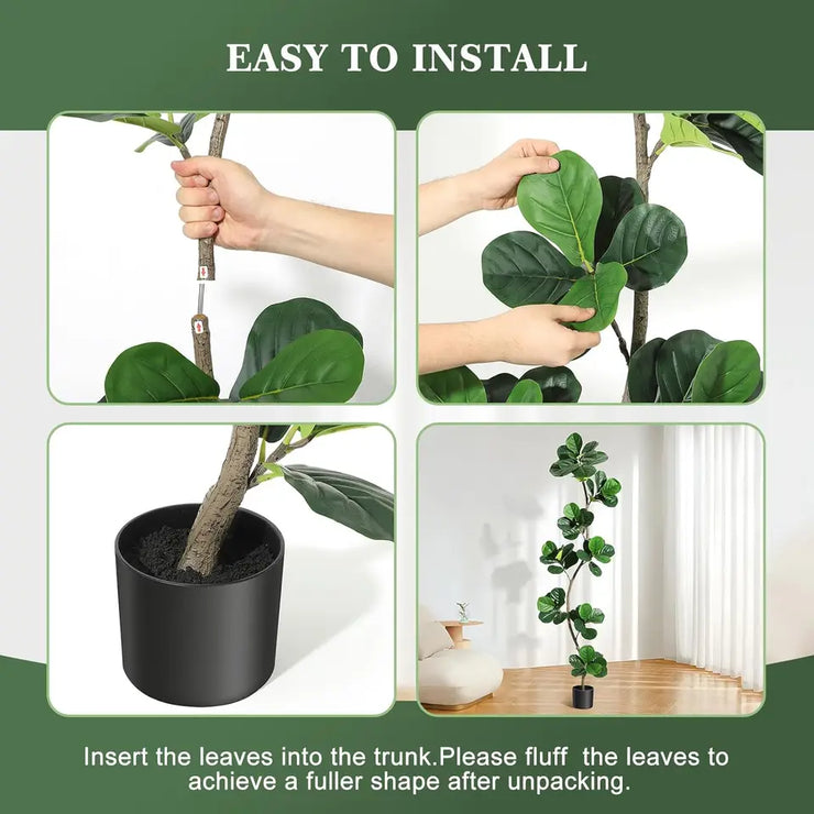 Lifelike Artificial Fiddle Leaf Fig Tree in Pot