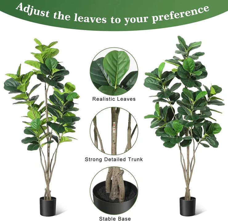 Faux Fiddle Leaf Fig Tree 6ft Tall Home Decor