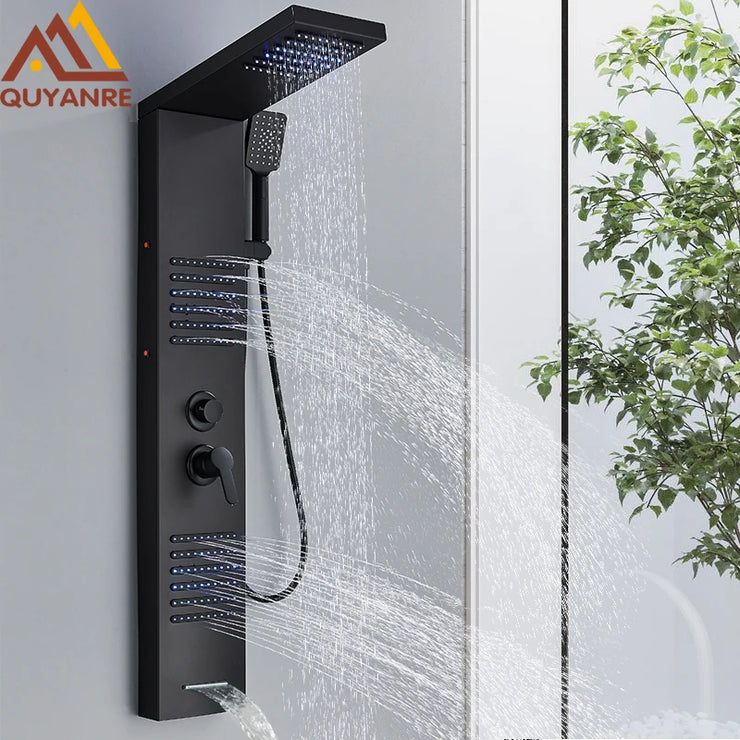 LED Shower Panel Tower System with Waterfall Massage