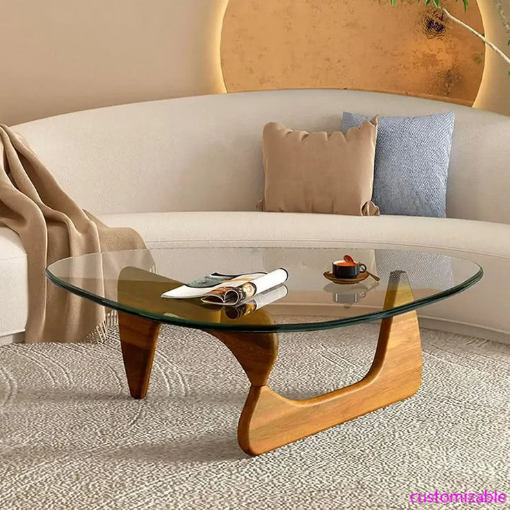 Mid Century Modern Triangle Glass Coffee Table