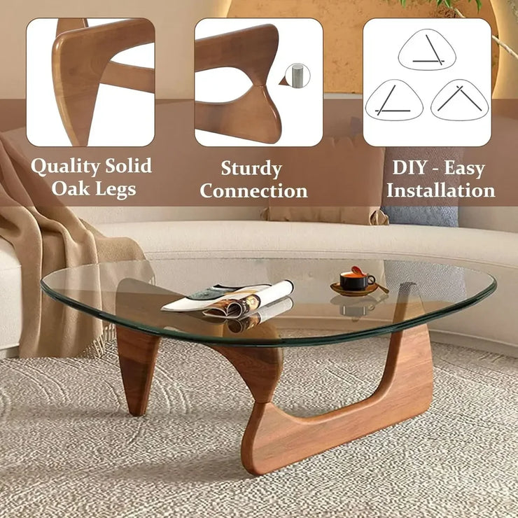 Mid Century Modern Triangle Glass Coffee Table