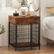 Elegant Dog Crate End Table with Storage Drawer
