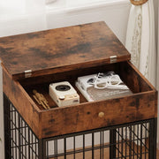 Elegant Dog Crate End Table with Storage Drawer