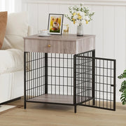 Elegant Dog Crate End Table with Storage Drawer