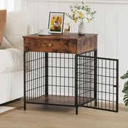 Elegant Dog Crate End Table with Storage Drawer