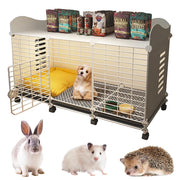 Stylish Dog Crate End Table with Wheels and Tray