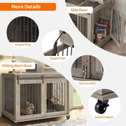 Wooden Dog Crate Furniture with Sliding Barn Door