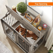 Wooden Dog Crate Furniture with Sliding Barn Door
